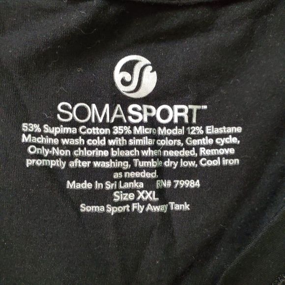 Soma Supima Cotton Modal Tank Top Soft Pleated Racerback Black sz 2X - Picture 4 of 5